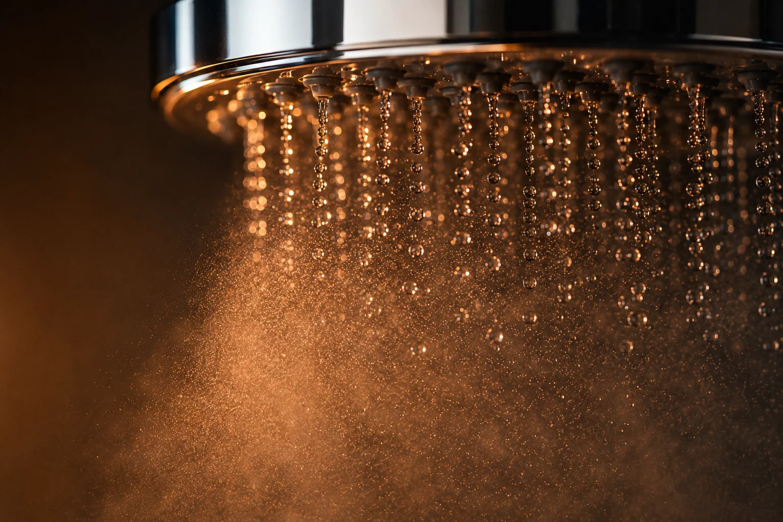 Gorący prysznic z parą wodną mogącą przenosić bakterie z grupy Legionella.