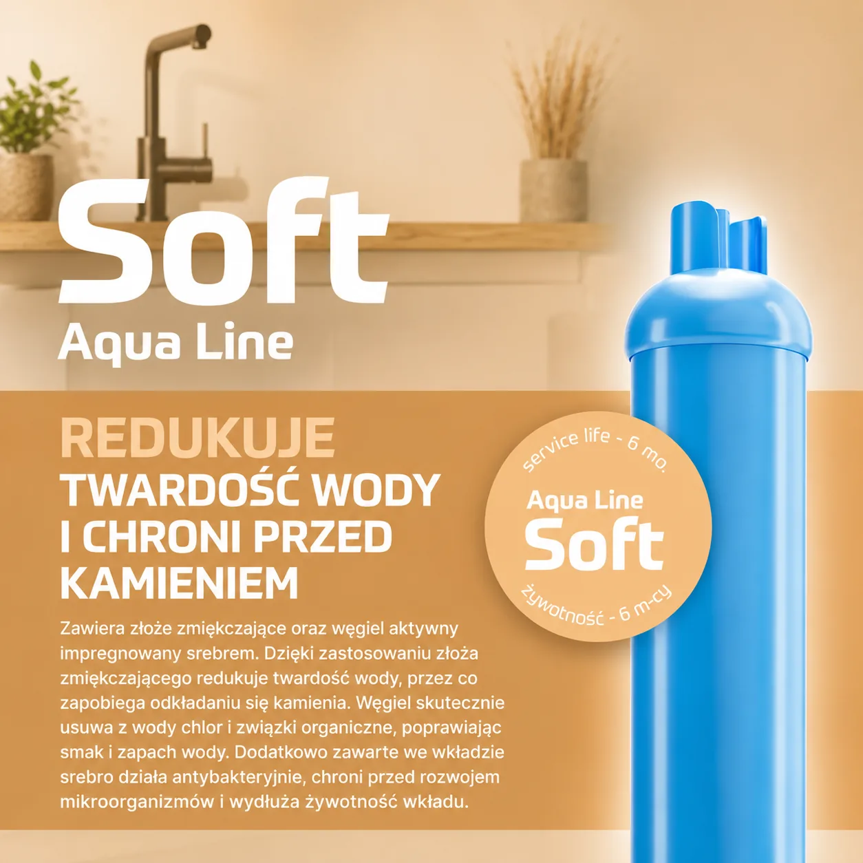 Aqua Line Soft łączy poprawę smaku z redukcją twardości wody.
