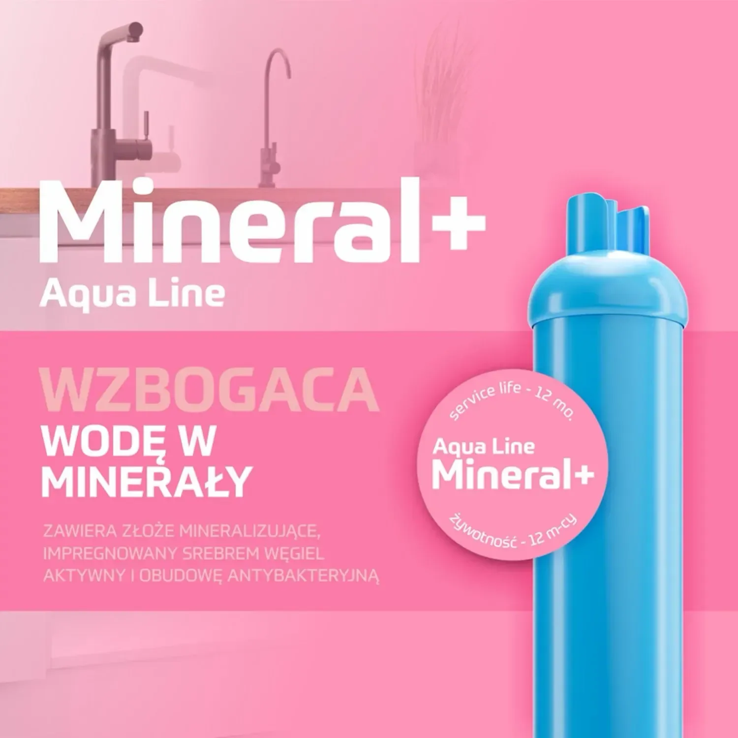 Infografika - Działanie i zalety filtra kuchennego Aqualine Mineral+