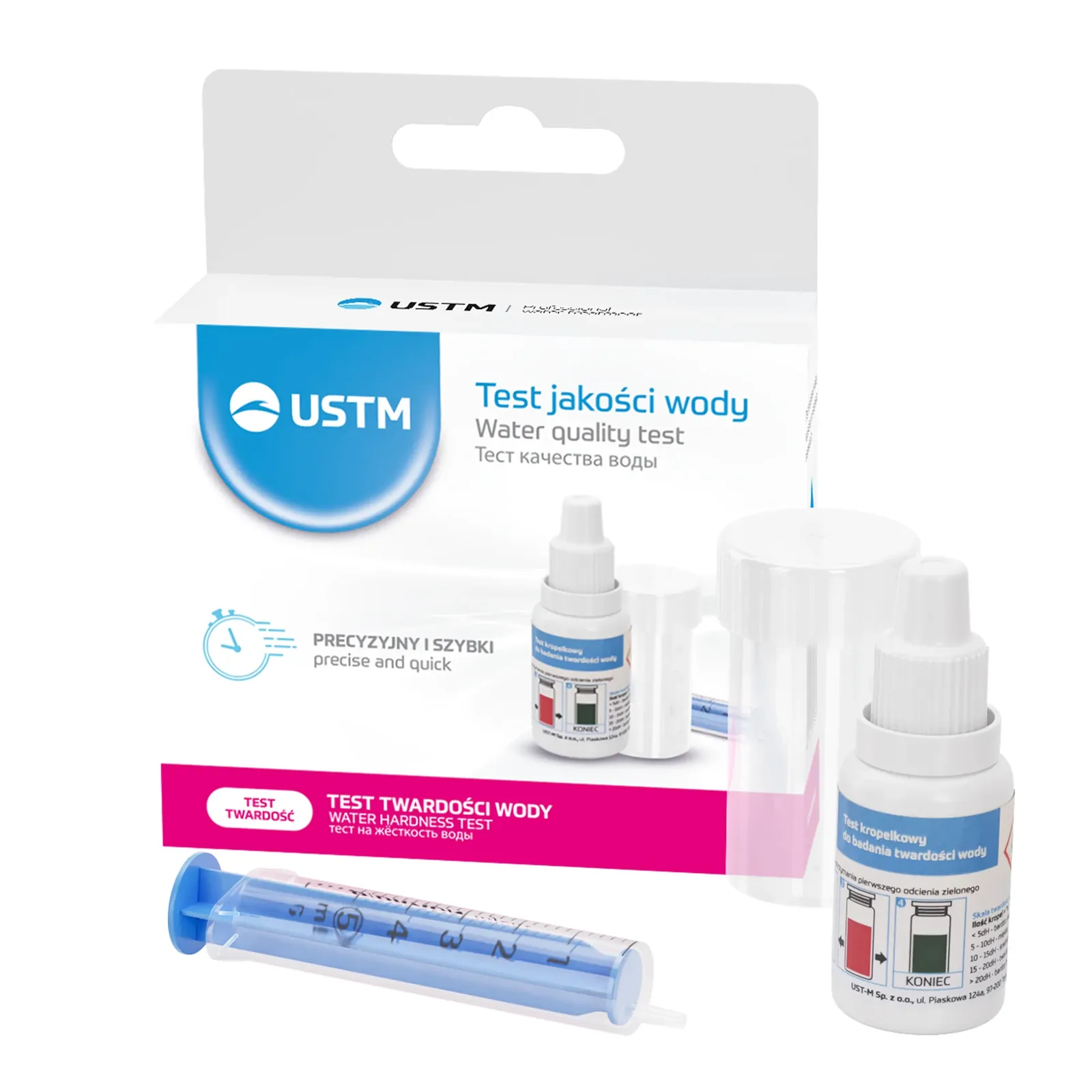 Test kropelkowy twardości wody USTM TEST-T